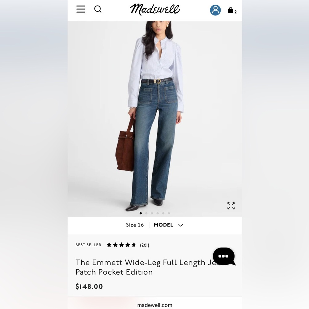 Madewell Emmett wide-leg full length jean